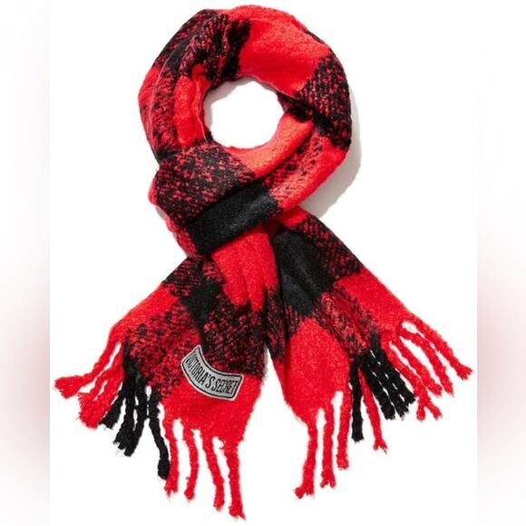 Victoria's Secret Red and Black Plaid Scarf - Picture 1 of 4